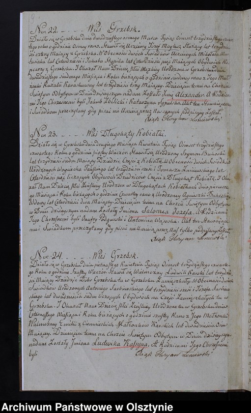 image.from.unit.number "Akta Stanu Cywilnego Gminy Grzebskiey Urodzenia, Zawartych Małżeństw, Zeyścia z Roku 1834"
