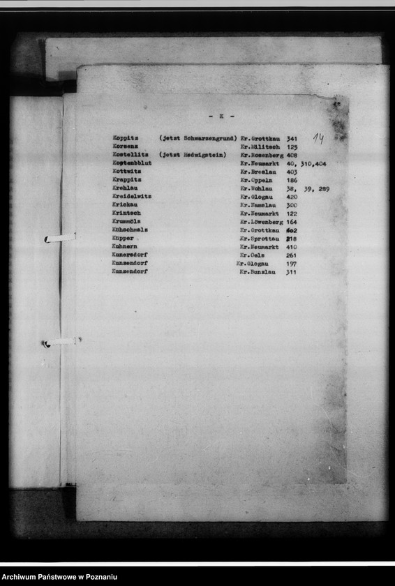 Obraz 18 z jednostki "Verzeichnis der Diözesenarchiv Breslau [Wrocław], Göpperstrasse 12 liegenden Kirchenbücher"