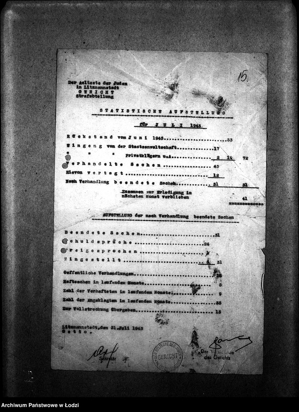 Obraz 18 z jednostki "[Korespondencja z Sądem w sprawach danych personalnych ludności getta (zmarłej)]"