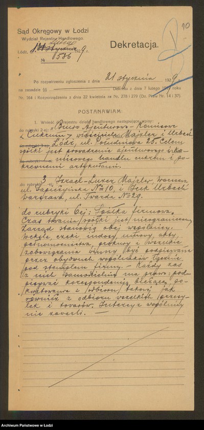 Obraz 12 z jednostki "Majzler i Urbach- Biuro Agenturowo-Komisowe "Cukrum""