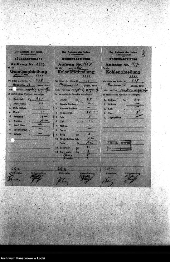 Obraz 11 z jednostki "[Kuchnia nr 408, ul. Brzezińska 53. Kuchnia nr 19, ul. Brzezińska 57a. Kuchnia nr 367, ul. Brzezińska 77. Działalność kuchni, personel, konsumenci, raporty, kontrole]"