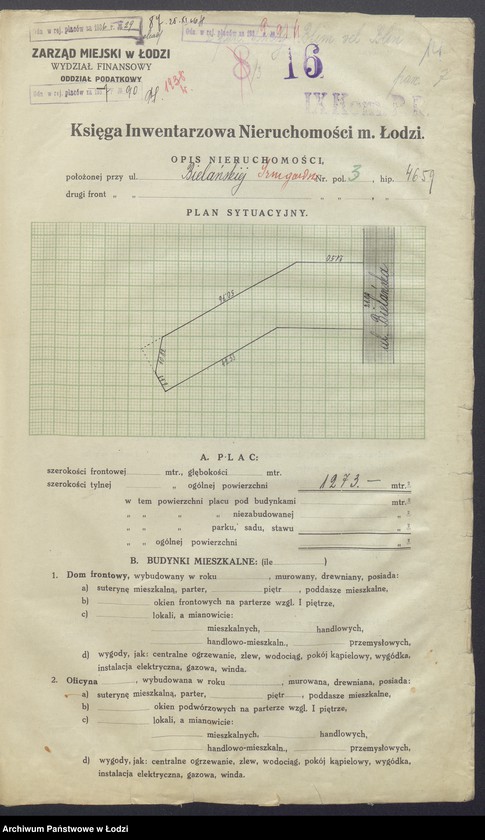 image.from.unit.number "Księga inwentarzowa nieruchomości m. Łodzi ul. Bielańska"