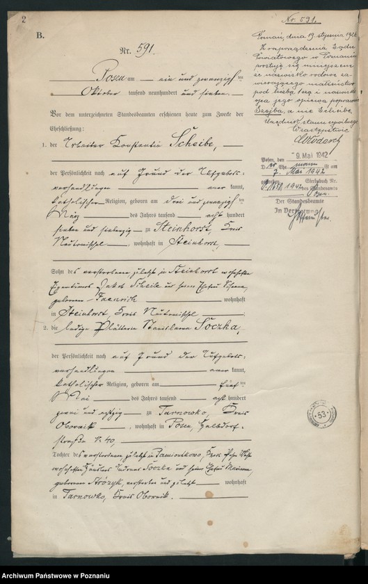 Obraz 4 z jednostki "Księga miejscowa małżeństw tom III [Rejestr główny małżeństw]"