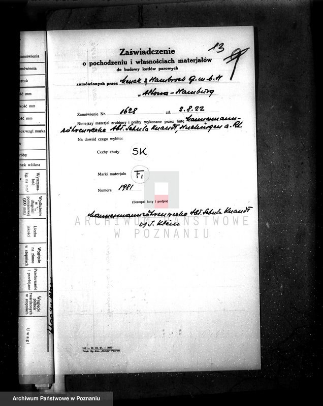 Obraz 17 z jednostki "Młyn parowy T. Gajewski w Prusach pow. jarociński nr woj. kotła 6323"