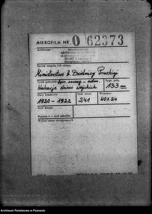 Obraz 2 z jednostki "Sprawy szczegółowo-administracyjne Wakacje dzieci wiejskich"