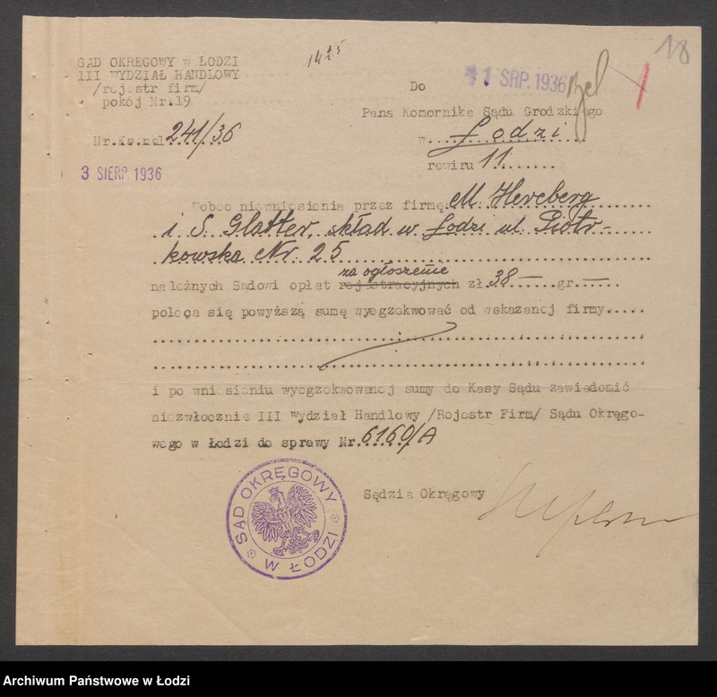 Obraz 20 z jednostki "Maks Hercberg – wyrób towarów wełnianych"