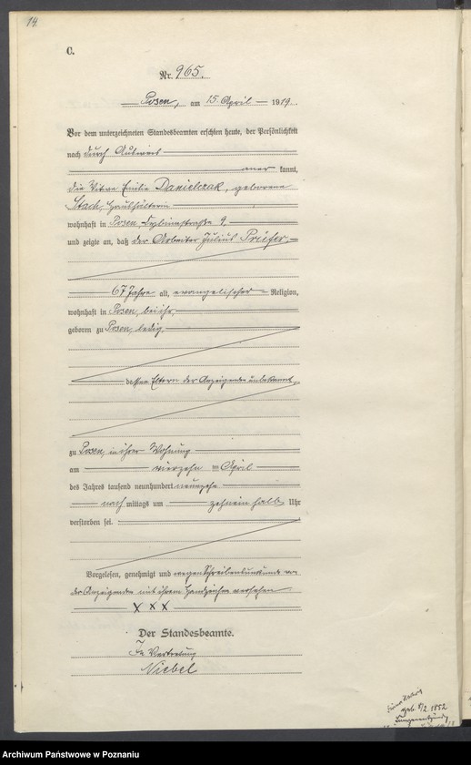 Obraz 16 z jednostki "Księga miejscowa zgonów tom III [Rejestr główny zgonów]"