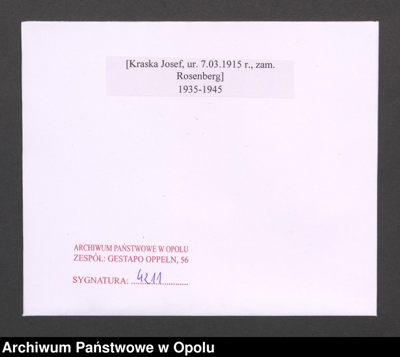 Obraz 2 z jednostki "[Kraska Josef, ur. 7.03.1915 r., zam. Rosenberg]"