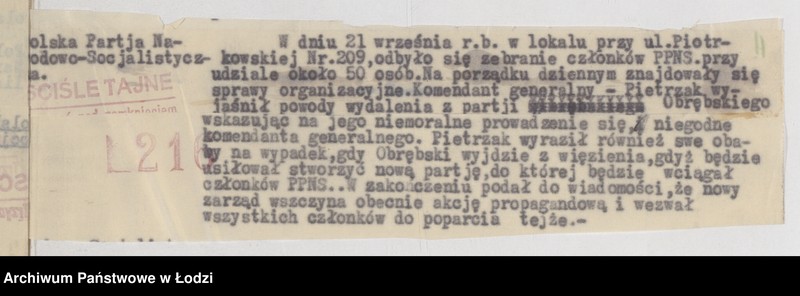 Obraz 15 z jednostki "Wycinki z meldunków doraźnych różnych polskich organizacji politycznych [prawicowych i narodowo-socjalistycznych]"