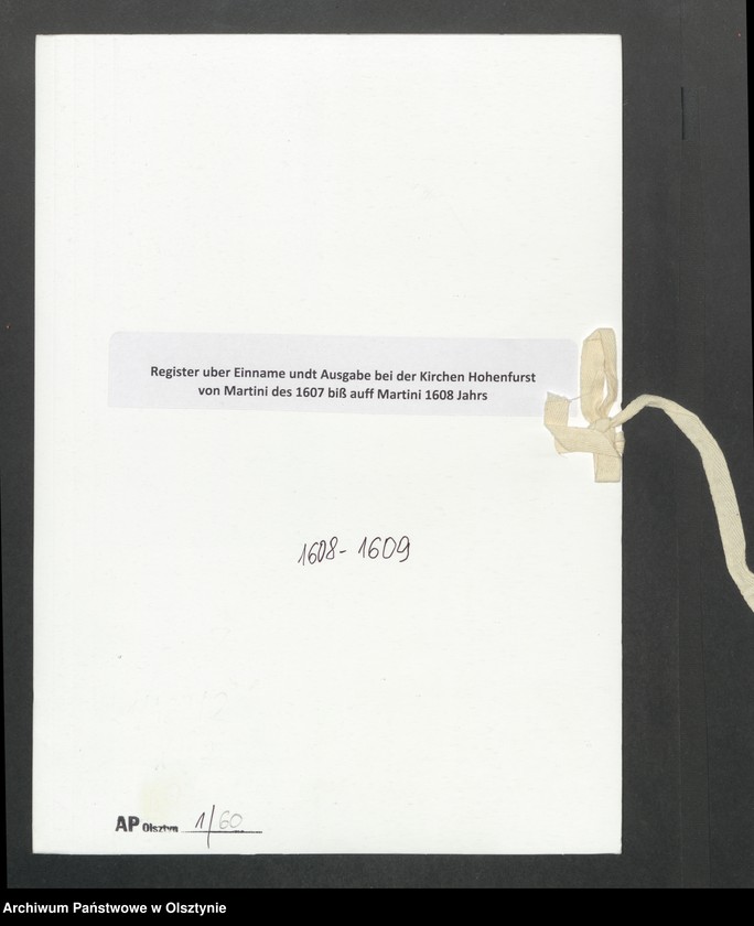 image.from.unit.number "Register uber Einname undt Ausgabe bei der Kirchen Hohenfurst von Martini des 1607 biß auff Martini 1608 Jahrs"