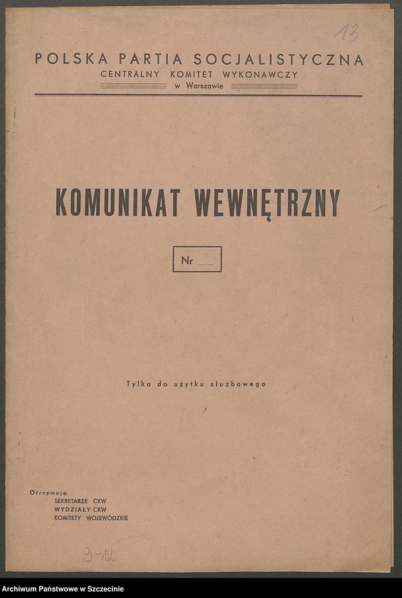 image.from.unit.number "Komunikaty wewnętrzne Centralnego Komitetu Wykonawczego PPS (1.09.-10.11.1948 )"