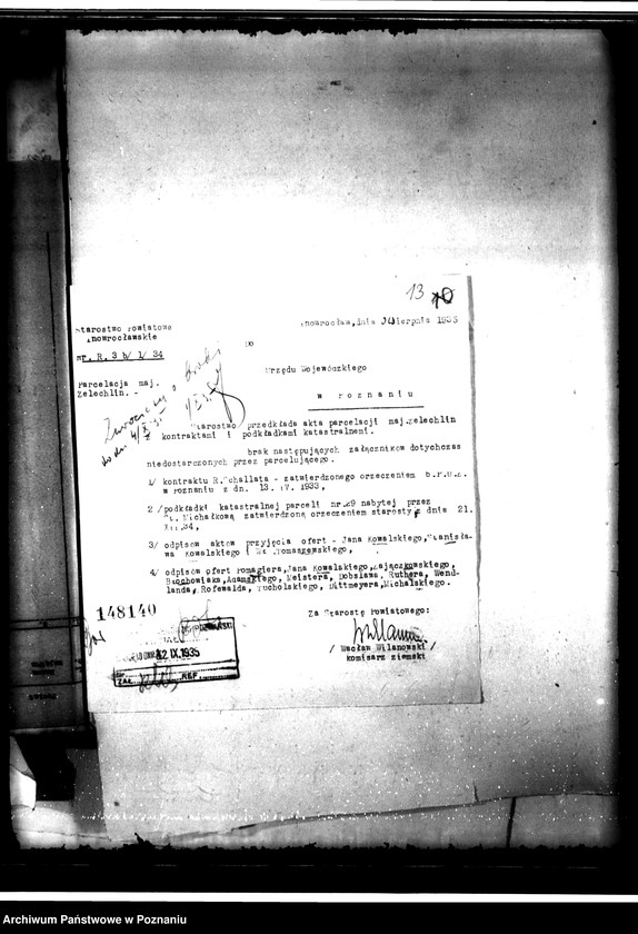 Obraz 17 z jednostki "Uregulowanie w trybie ustawy z dnia 28.III.1953 r. prawa własności rozparcelowanych gruntów majątku Zelechlin"