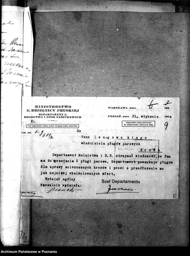 Obraz 19 z jednostki "Sprawy szczegółowo-administracyjne Pługi parowe - [i motorowe]"