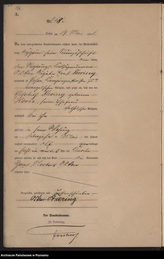 Obraz 19 z jednostki "Księga miejscowa urodzeń tom III [Rejestr główny urodzeń]"