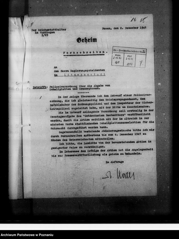 Obraz 20 z jednostki "Polizei verordnung über die Abgabe von Schaltplatten und Gramophonen"