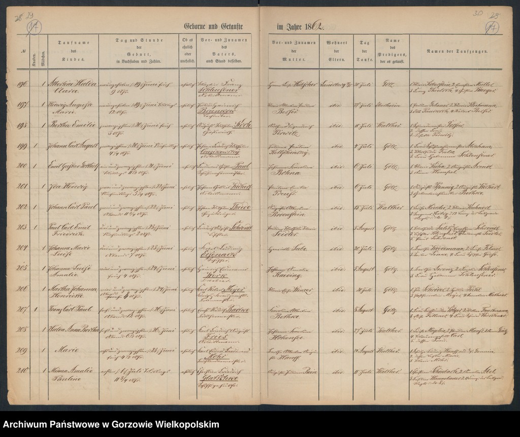 image.from.unit.number "Duplikate der Hauptkirche zu Landsberg an der Warthe (zawiera także księgę zgonów Konkordier Kirche mit der reformirten und Militair Gemeinde z 1862 r.)"