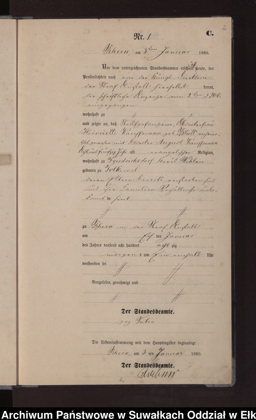Obraz 5 z jednostki "Sterbe-Neben-Register des Preussischen Standes-Amtes Rhein Kreis Loetzen"