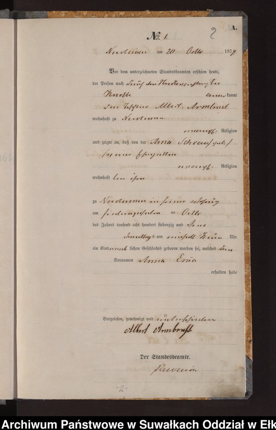image.from.unit.number "Haupt-Geburts-Register des Königlich Preussischen Standes-Amtes der Stadt Nicolaiken Kreis Sensburg"