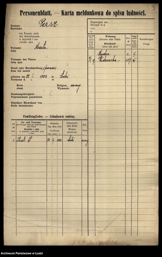 Obraz 5 z jednostki "[Spis ludności Łodzi] Persz-Petrykowski"