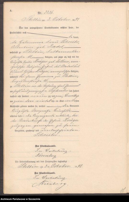 Obraz 15 z jednostki "Geburts-Register (Neben-Register) Band VIII"