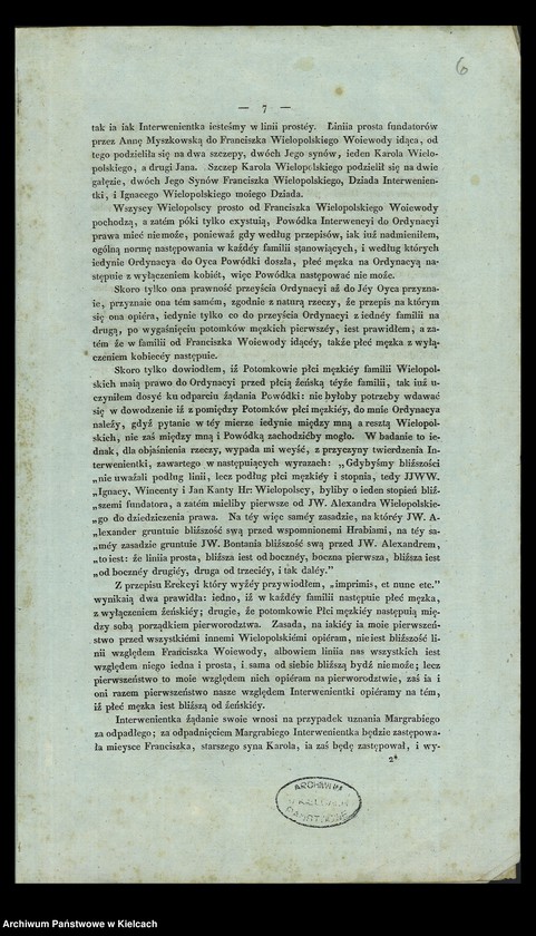 Obraz 10 z kolekcji "Mapy genealogiczne Myszkowskich, Wielopolskich, wraz z opisem początku Ordynacji"
