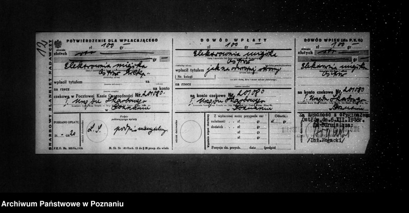 Obraz 16 z jednostki "/Pozwolenie policyjno-techniczne dla Elektrowni w Ostrowie na uruchomienie zakładu elektrycznego w Prześlinie/"