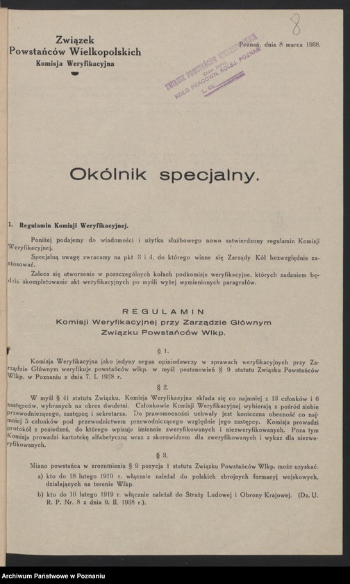 image.from.unit.number "Okólniki Okręgu Poznańskiego Związku Powstańców Wielkopolskich."