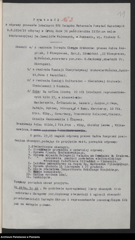 Obraz 14 z jednostki "Protokoły z odpraw prezesów kół lokalnych Związku Weteranów Powstań Narodowych i Związku Powstańców Wielkopolskich."