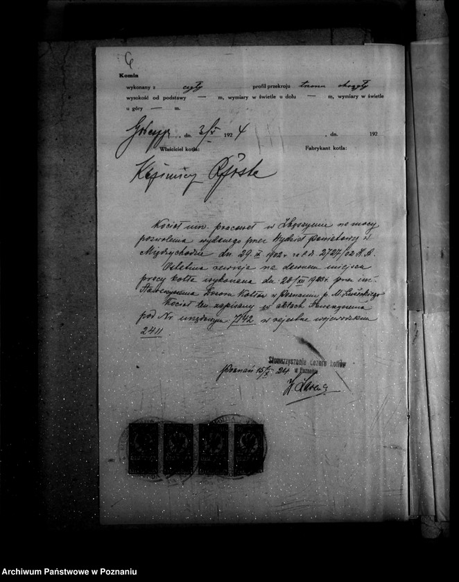 image.from.unit.number "Gorzelnia rolnicza K. Rzóski w Gołaszynie powiat rawicki nr woj. kotła 2411"