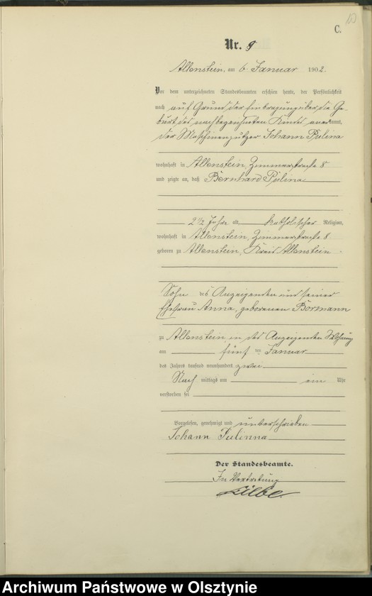 image.from.unit.number "Sterbe-Haupt-Register Tom I,Nr 1 - 394"