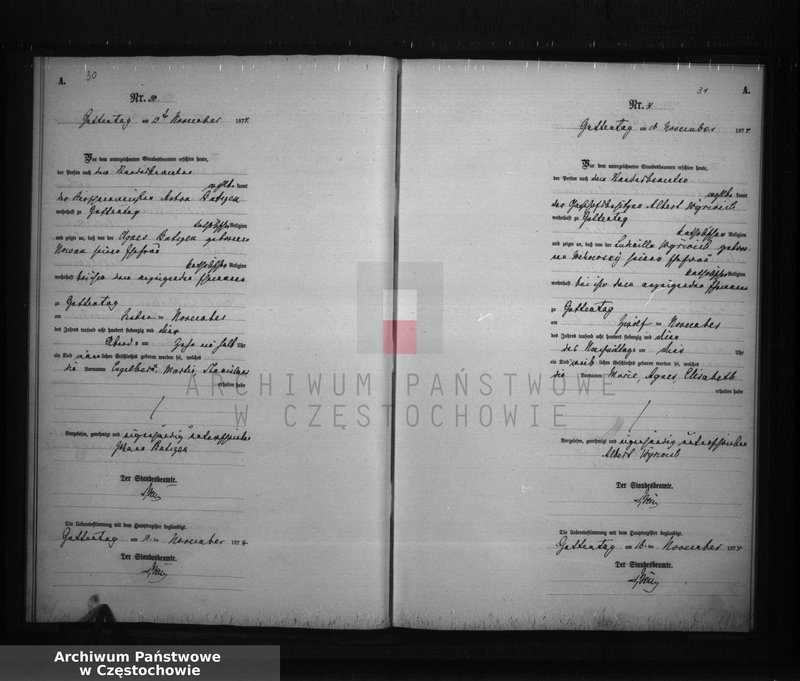 image.from.unit.number "Geburts - Neben Register der Standesamt Guttentag für der Jahre 1874."