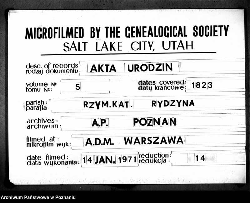 image.from.team "Akta stanu cywilnego Parafii Rzymskokatolickiej Rydzyna (pow. leszczyński)"