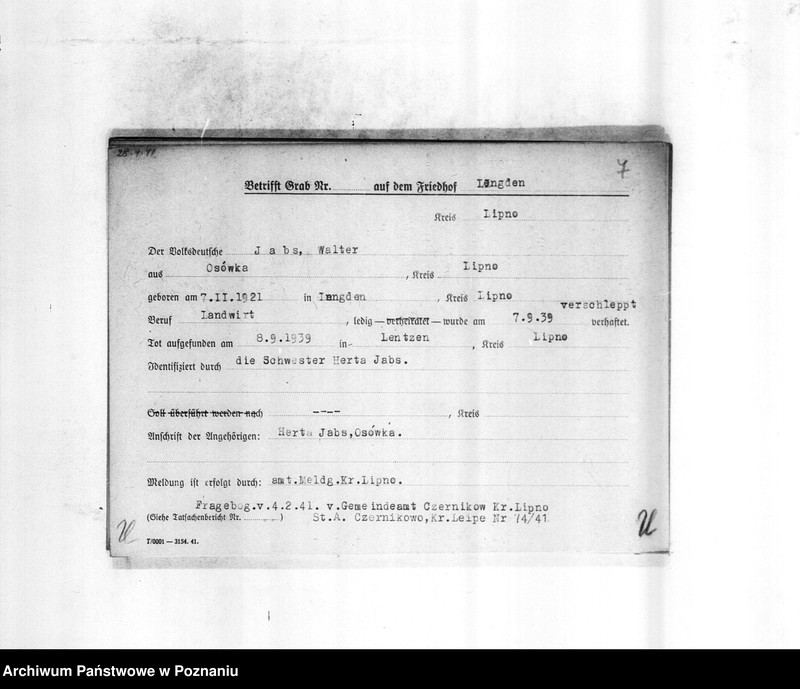 Obraz 11 z jednostki "Totenkartei I - P"