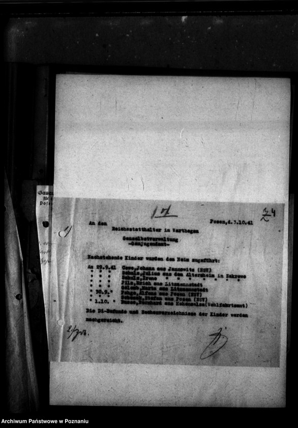 Obraz 8 z jednostki "Schriftwechsel mit Gaujugendamt betreffend ehemalige Heimkinder [Korespondencja w sprawie przekazywanych dzieci]."