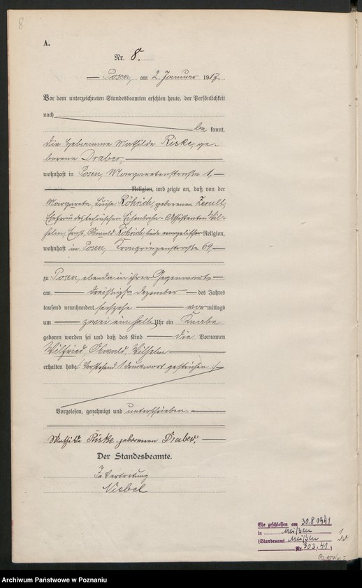 Obraz 10 z jednostki "Księga miejscowa urodzeń tom I [Rejestr główny urodzeń]"