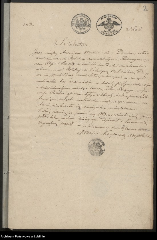 image.from.unit "Alegaty do ksiąg urodzeń, małżeństw i zgonów z lat 1842 – 1846"