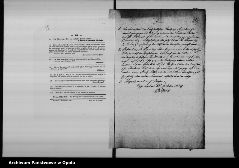 Obraz 19 z jednostki "Acta des Magistrats zu Oppeln betreffend die Anlage einer Bierbrauerei in dem sub No 35 vor dem Oderthore hierselbst belegenen Hause"