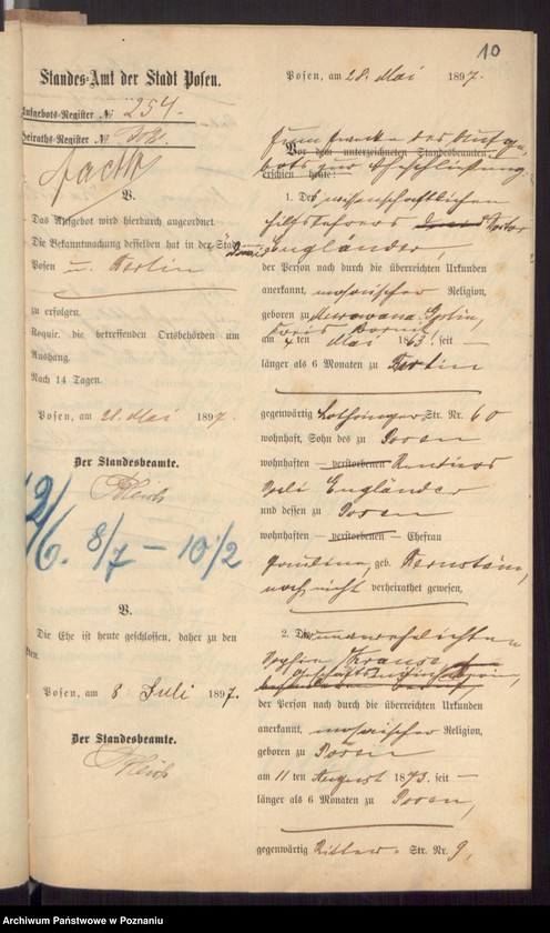 Obraz 12 z jednostki "Die von den Verlobten beigebrachten Urkunden zur Eheschliessung pro 1897"