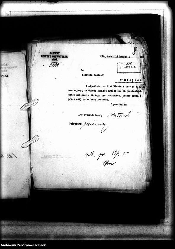 Obraz 15 z jednostki "Korespondencja Głównego Komitetu Obywatelskiego z Komitetem Kontroli"