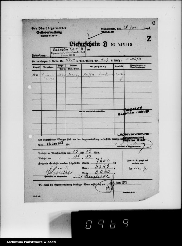 Obraz 18 z jednostki "Lebensmitteleinkauf. Aufträge, [Lieferscheinen und Rechnungen] 18371-18420. [Dostawa artykułów pierwszej potrzeby do Getta]"