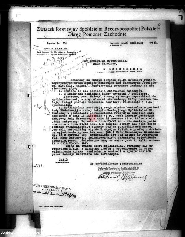 Obraz 8 z jednostki "Związek Rewizyjny Spółdzielni R.P.Okręg Szczeciński - korespondencja"