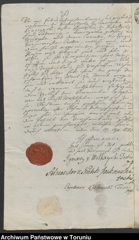 image.from.unit.number "Konstanty Kruszyński - akta rodzinne: zapisy majątkowe, kontrakt majątkowy między Konstantym Kruszyńskim a jego żoną Ludwiką z Wilkrzyckich podział majątku między rodziną Wilkrzyckich, testament Konstantego Kruszyńskiego z 1796, legat na rzecz służby i testament Konstantego Kruszyńskiego z 2.VII.1817, spisy majątku stanowiącego posag córek K. Kruszyńskiego"