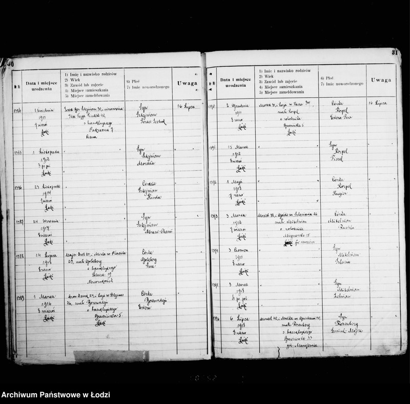 Obraz 20 z jednostki "[Ksiega urodzeń]"