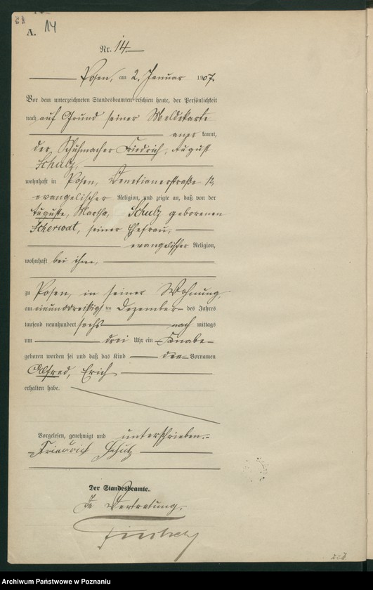 Obraz 16 z jednostki "Księga miejscowa urodzeń tom I [Rejestr główny urodzeń]"