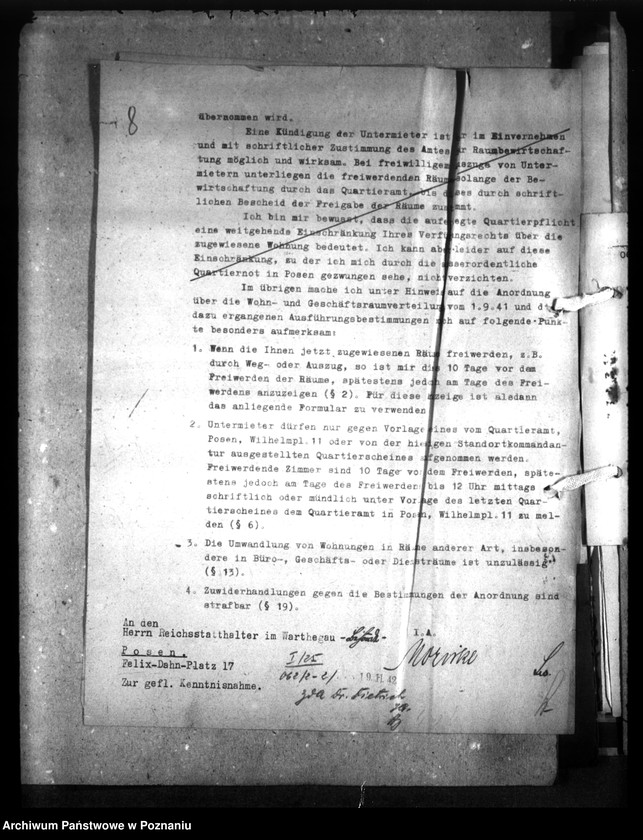 Obraz 11 z jednostki "Wohnungszuweisungen für Deutsche. Verdrängung der Polen."