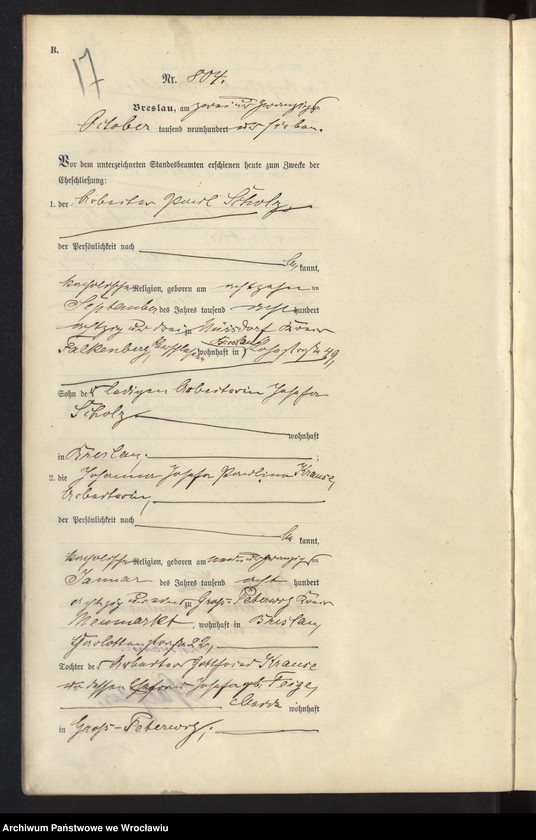 image.from.unit.number "Heiraths-Haupt-Register Breslau II 1907 Band 5"