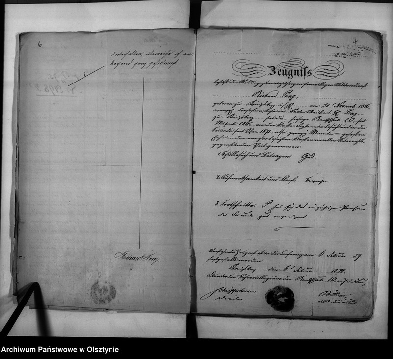 image.from.unit.number "Regierungs-Hauptkassen-Assistent den Penz [Richard] 1. Juli 1893 Reg.[ierungs] Hauptkassen-Buchhalter Rechnungsrat"