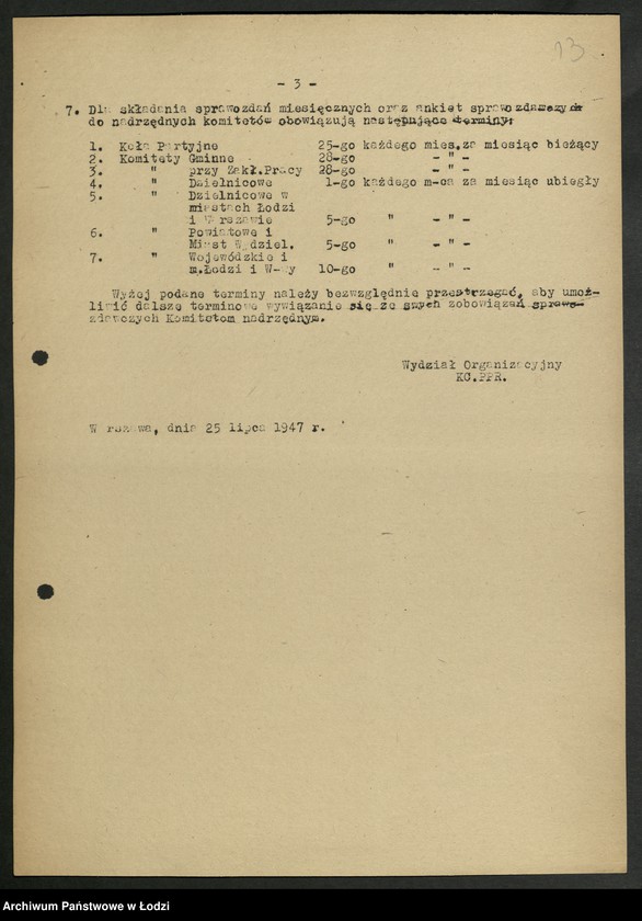 Obraz 14 z jednostki "Instrukcje Wydziału Organizacyjnego Komitetu Centralnego Polskiej Partii Robotniczej"