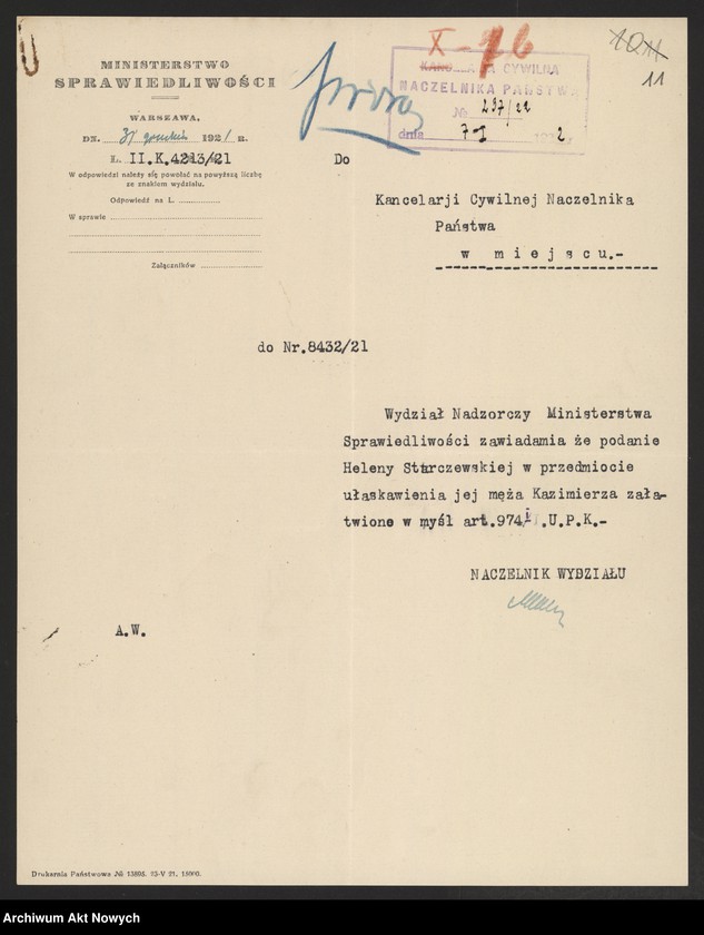 image.from.unit.number "Ułaskawienia z b. Kongresówki - nieuwzględnione, dotyczące zabójstw, napadów zbrojnych, rabunkowych, pokątnego gorzelnictwa, gwałtu, deprawacji, wymuszeń, łapownictwa, wyroków: o kradzieże dokonane min. przez Rosjan b. żołnierzy armii Wrangla, o przemyt przez granicę pruską, a także o zdradę i wstąpienie do armii bolszewickiej"