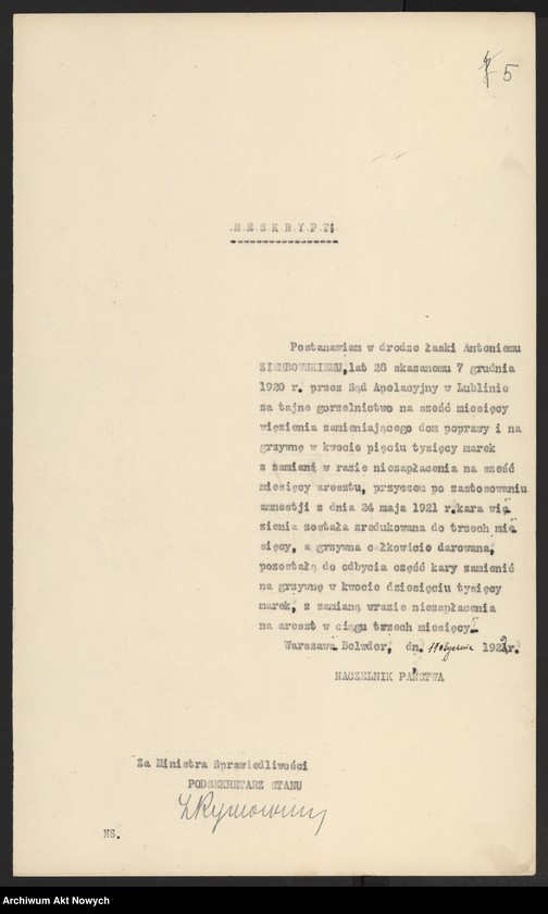 image.from.unit.number "Ułaskawienia z b. Kongresówki - uwzględnione, dotyczące: gorzelnictwa, kradzieży, usuwania sublokatorów, pobicia, zabójstw, przemytu, łapownictwa, fałszerstwa"